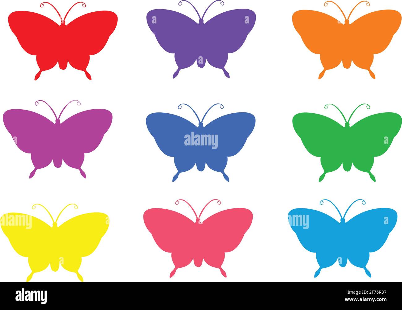 Set of colorful butterflies silhouettes vector illustration isolated Stock Vector