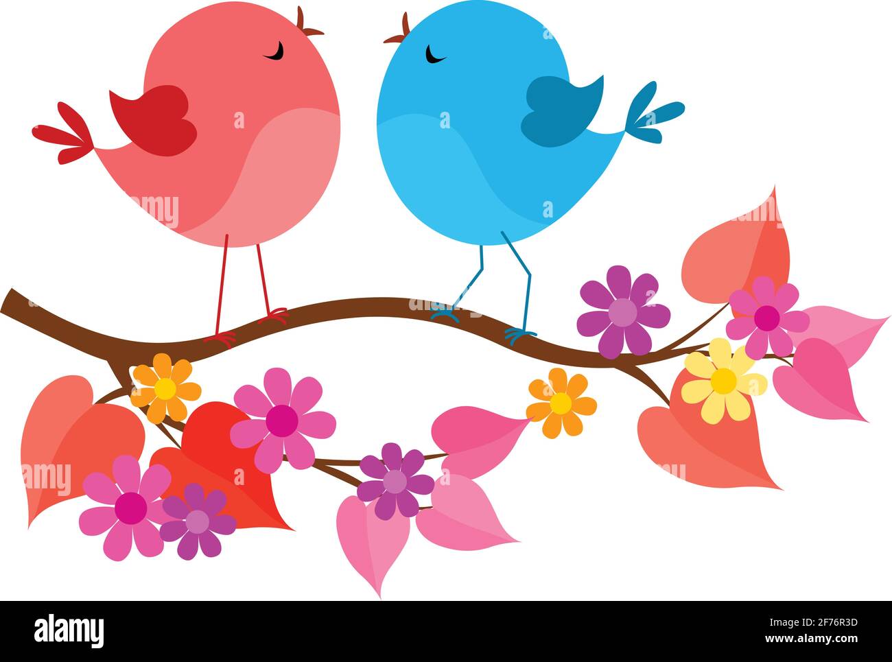 Spring Birds Love illustration vector isolated in white background ...