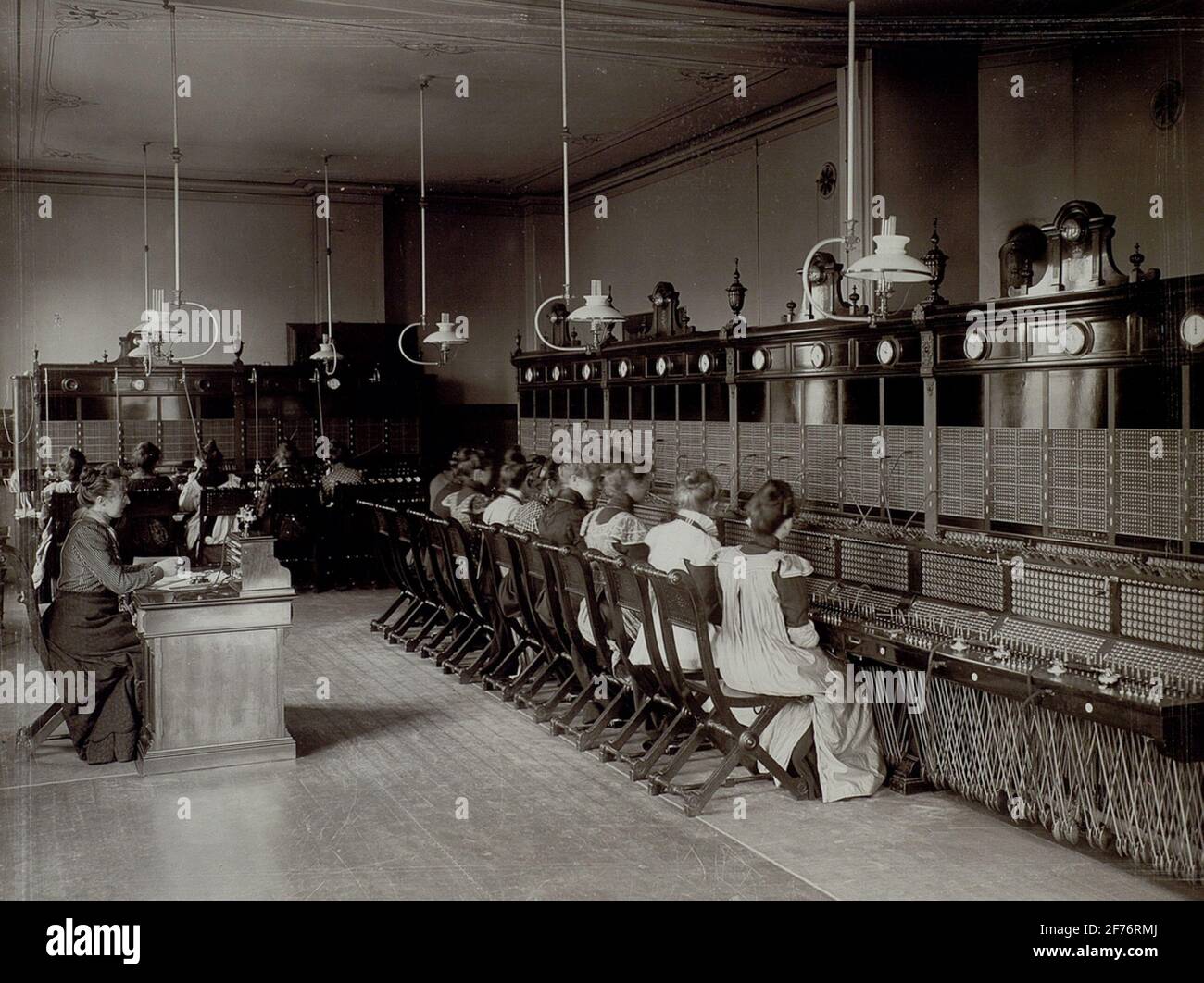 Trondhjem, Norway, 1899. LME. Telephone station. Interior. Stock Photo