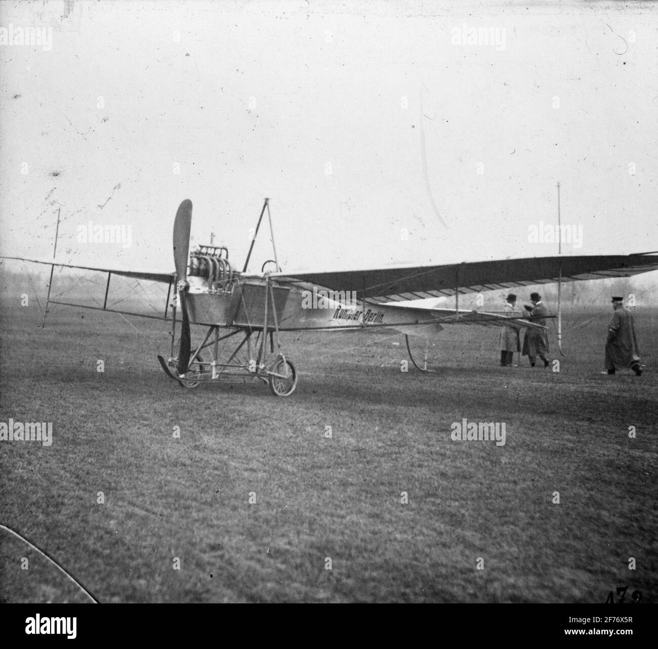 Skioptic icon with motifs of aircraft, Rumpler Berlin. Stock Photo