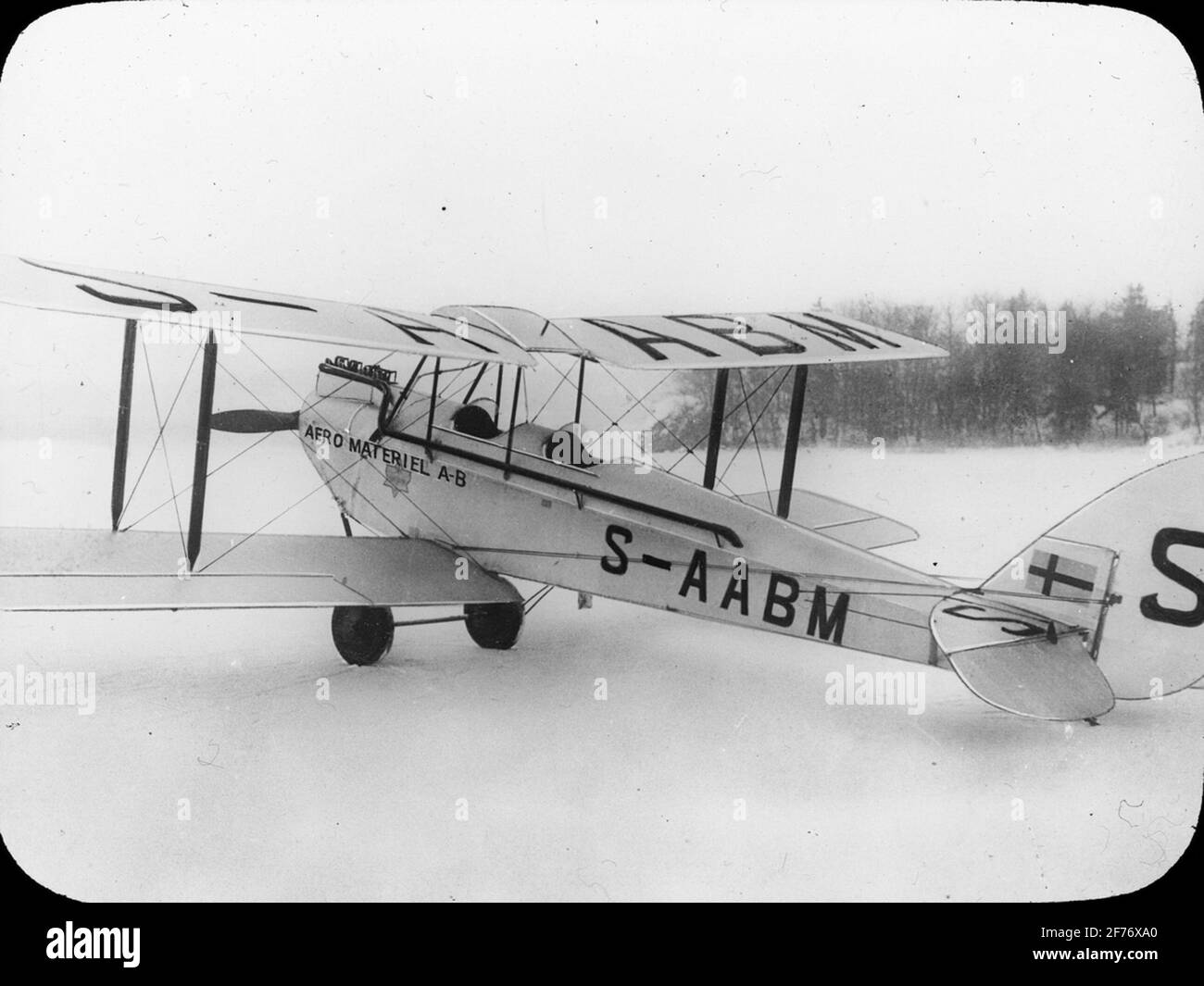 Skiopticone image with motifs of aircraft, Aeromateriel AB S-AABM. Stock Photo