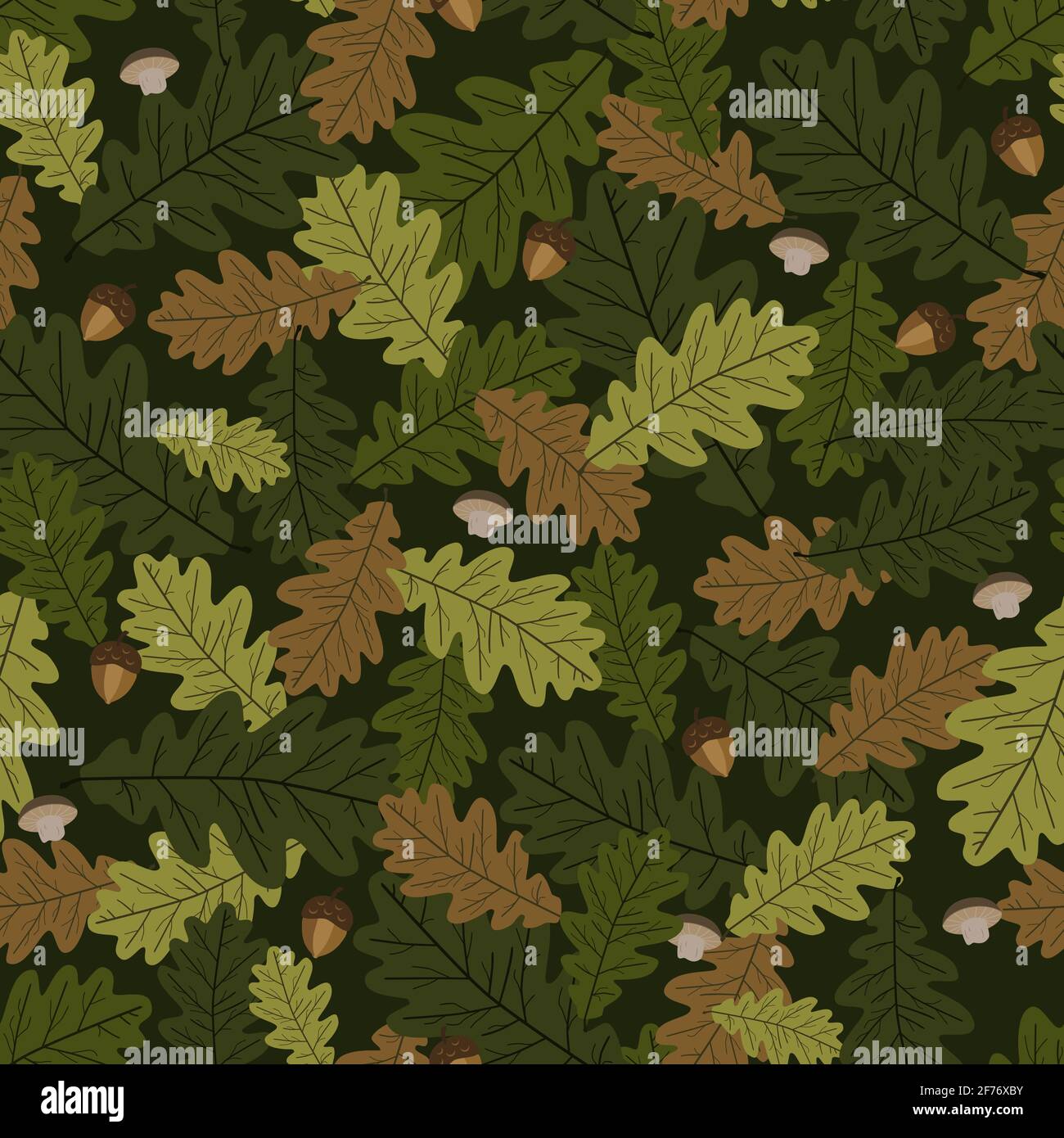 Seamless Background, Pattern of Oak Leave. Autumn vector Texture with ...