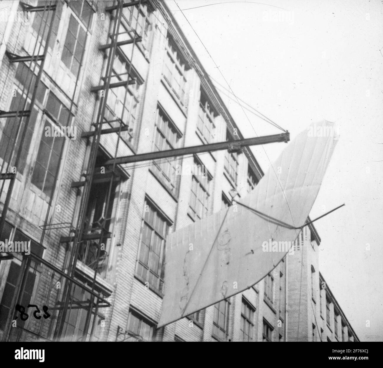 Skiopticone image with motifs of aircraft vinge. Stock Photo