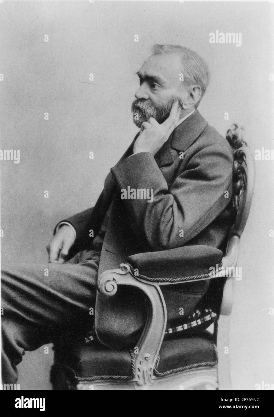Portrait of Alfred Nobel.The image is included in two large photo albums by Director Karl Wilhelm Hagelin who worked for a long time at Nobel's oil facilities in Baku. Stock Photo