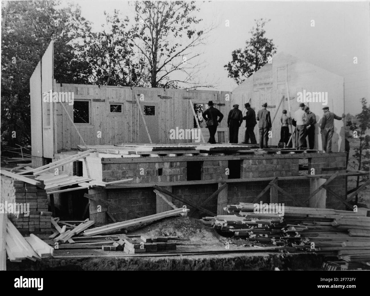 Fixed wooden house under construction Stock Photo Alamy