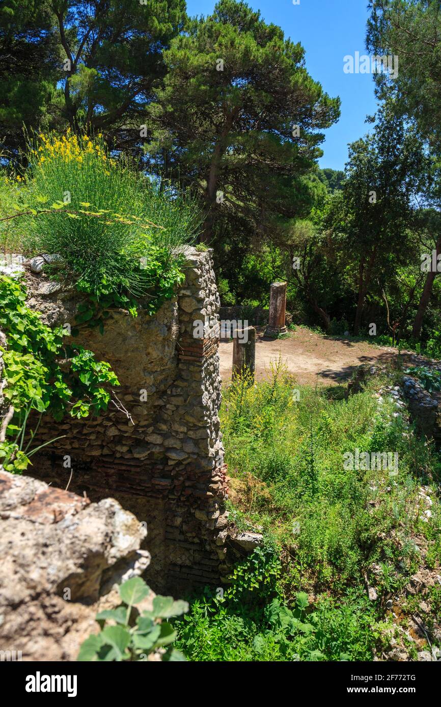 The entrance to Emperor Tiberius's Palace, the Roman Villa Jovis, on the Island of Capri, Italy Stock Photo