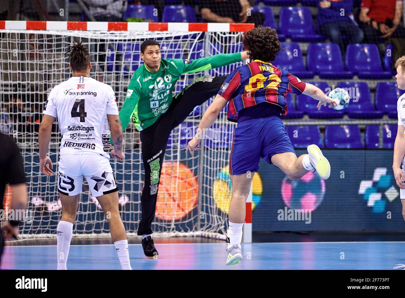 Barcelona, Barcelona, Spain. 5th Apr, 2021. Luis Frade of FC Barcelona during the second leg of the 1/8 final of the EHF Champions League match between FC Barcelona and Elverum Handball at Palau Blaugrana in Barcelona Spain. Credit: Gerad Franco/DAX/ZUMA Wire/Alamy Live News Stock Photo