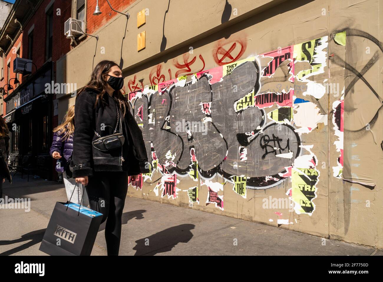 New York, USA. 03rd Apr, 2021. Pedestrians pass by the closed Grom gelato store on Bleecker Street in Greenwich Village in New York on Saturday, April 3, 2021. (Photo by Richard B. Levine) Credit: Sipa USA/Alamy Live News Stock Photo