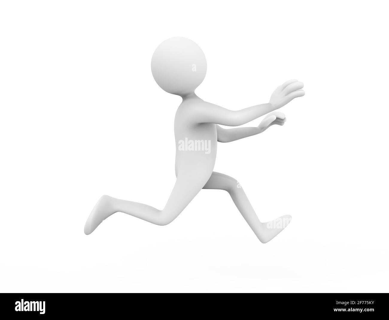 3D Illustration of a cartoon man running - scary run Stock Photo