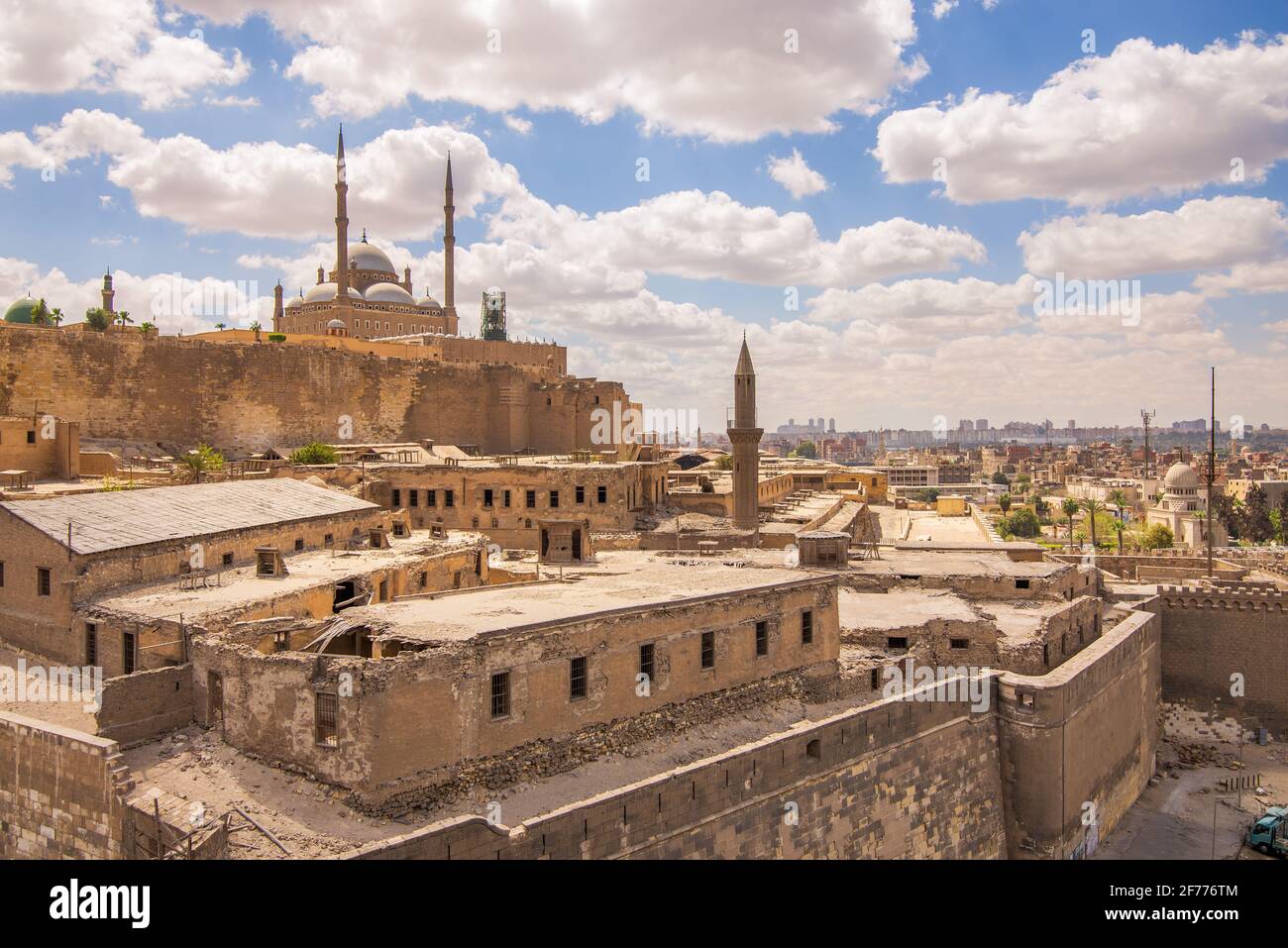 Day shot of Great Mosque of Muhammad Ali Pasha - Alabaster Mosque - located in the Citadel of Cairo in Egypt, commissioned by Muhammad Ali Pasha, one of the landmarks and tourist attractions of Cairo Stock Photo
