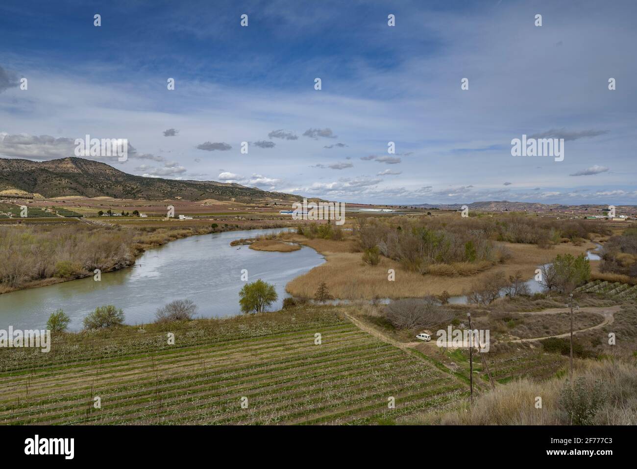 Aiguabarreig Natural space (river confluence) between Segre and Cinca rivers in La Granja d'Escarp (Lleida, Catalonia, Spain) Stock Photo