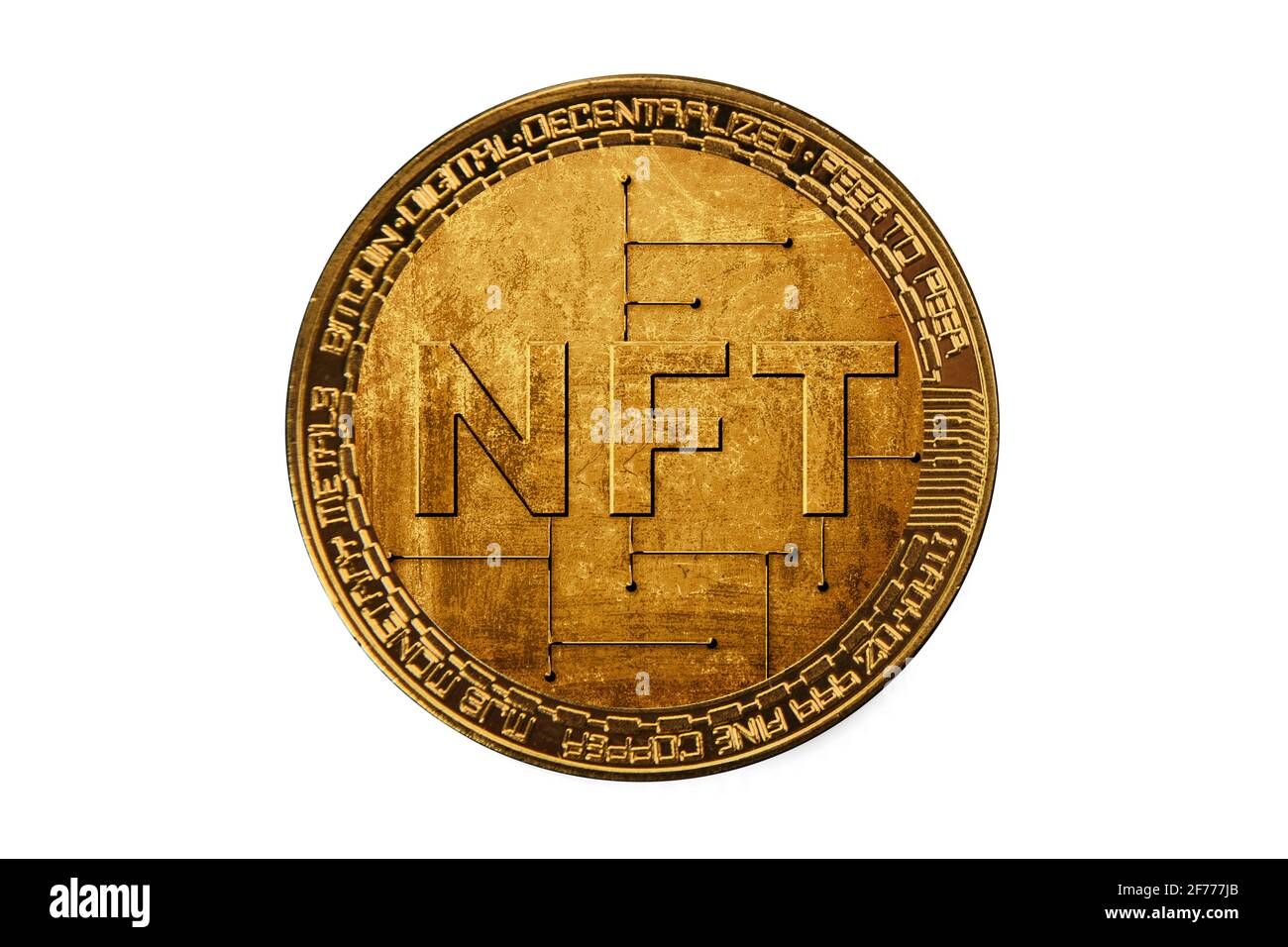 Digital currency concept of NFT. Non fungible tokens crypto art on white  background Stock Photo - Alamy