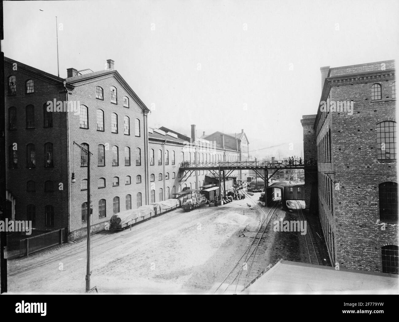 Husqvarna Weapon Fabriks AB before 1911. The casting room on the left. Opposite the bicycle workshop. Stock Photo