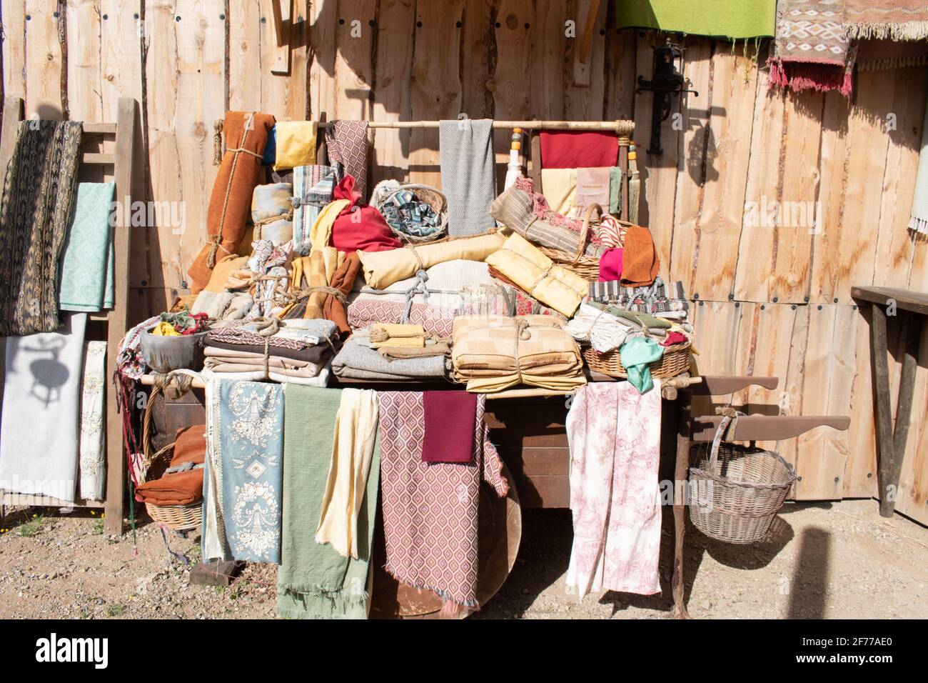 stall of arabic fabrics Stock Photo