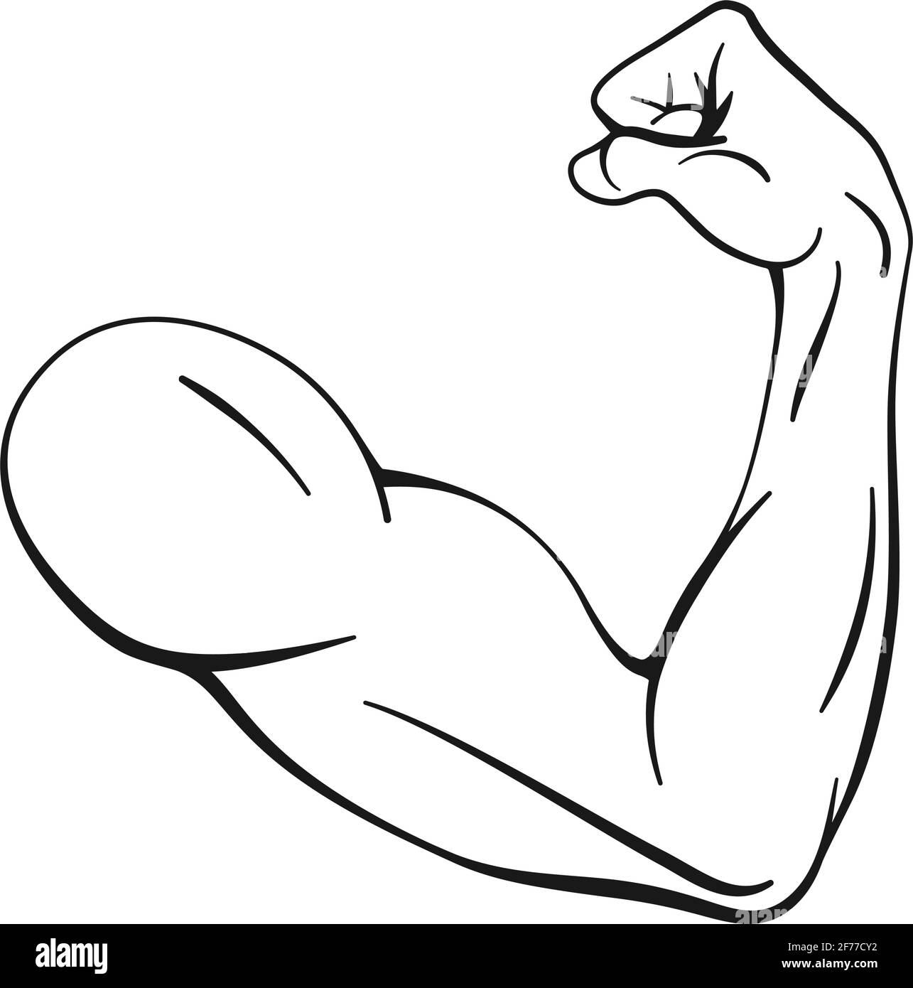 Powerful hand muscle. Strong arm muscles, hard biceps and hands strength  outline. Muscular logo, healthy bodybuilding bicep badge or gym logotype.  Iso Stock Vector Image & Art - Alamy