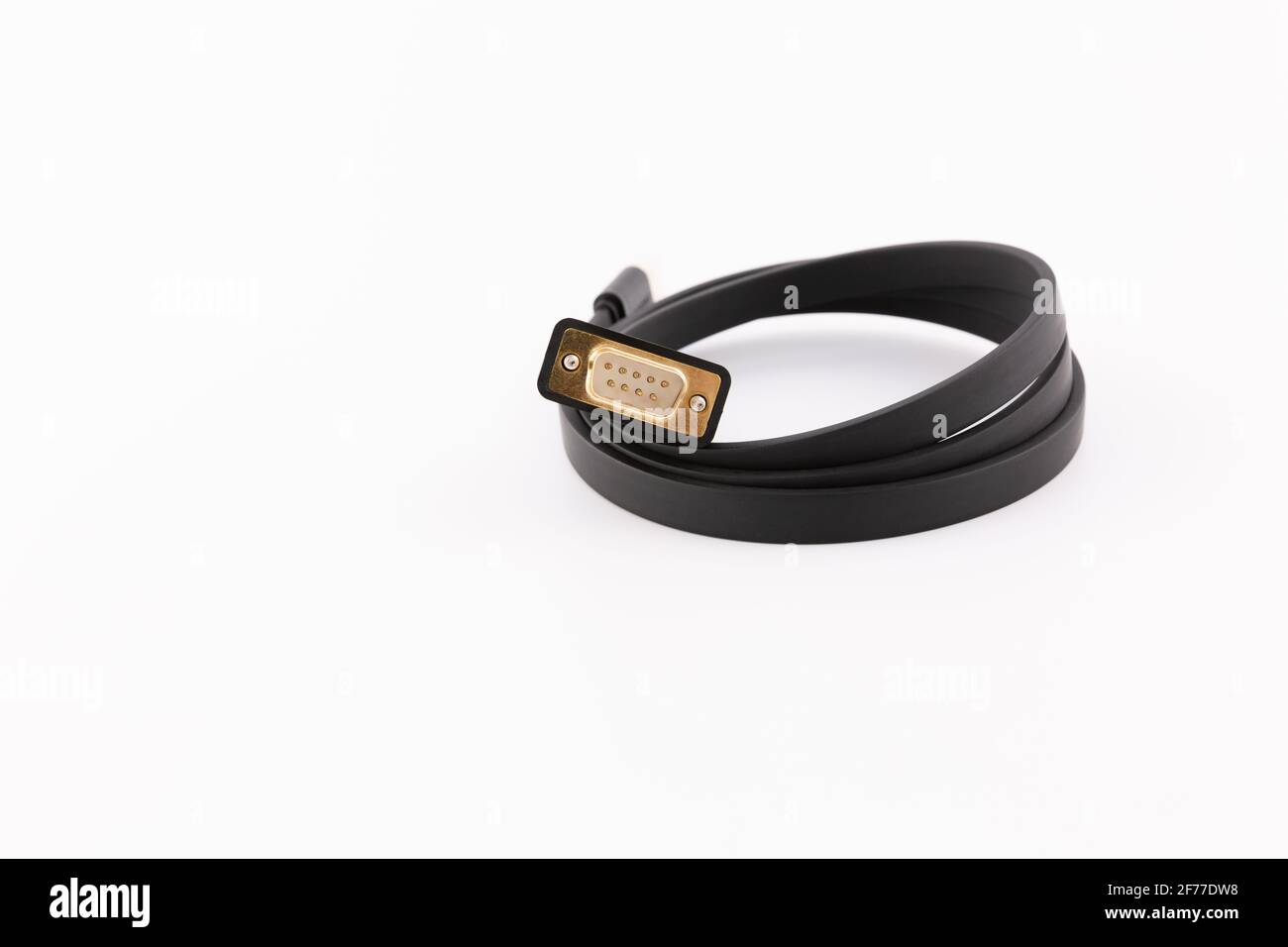 9Pin Male Computer Serial Cable Isolated on White Background Stock