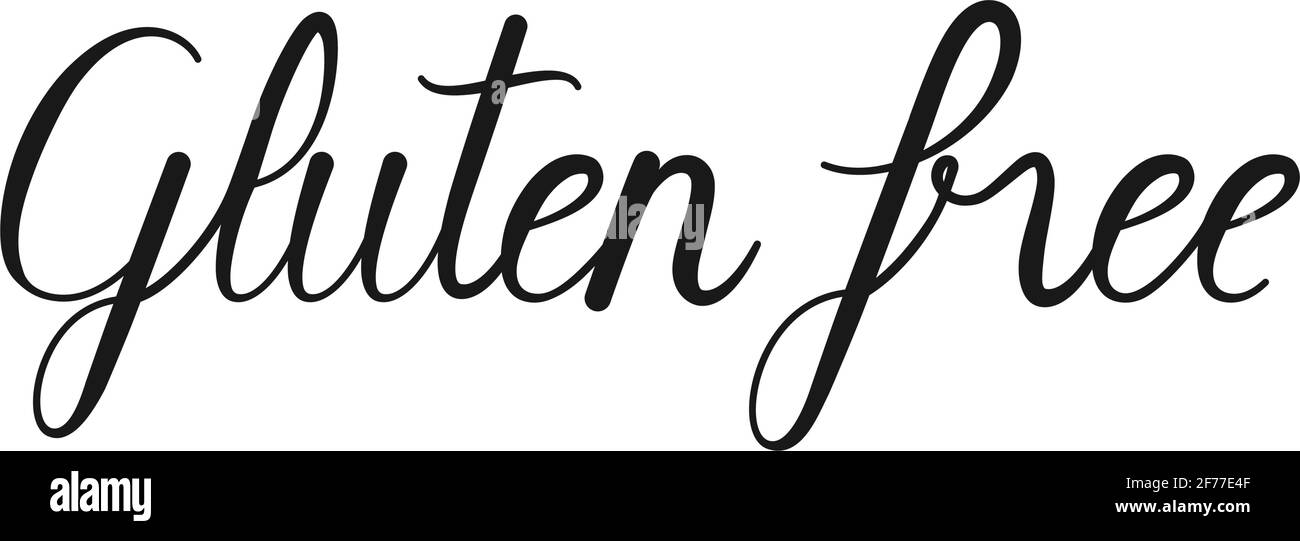 Gluten free calligraphy lettering for food label concept in vector icon Stock Vector Image & Art