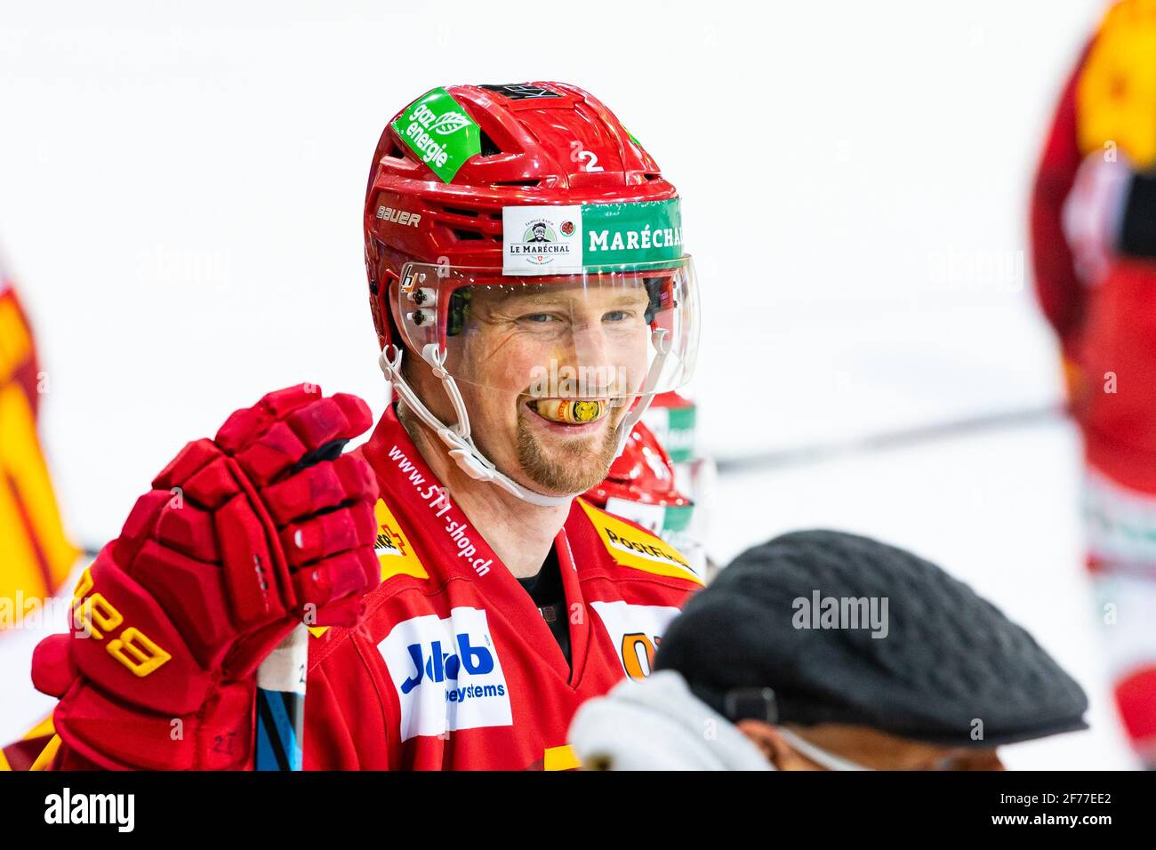 04/05/2021, Langnau im Emmental, Ilfishalle, National League: SCL Tigers - ZSC Lions, # 2 Federico Lardi (Tigers) (Photo by Ralf Wyssenbach/Just Pictures/Sipa USA) Stock Photo