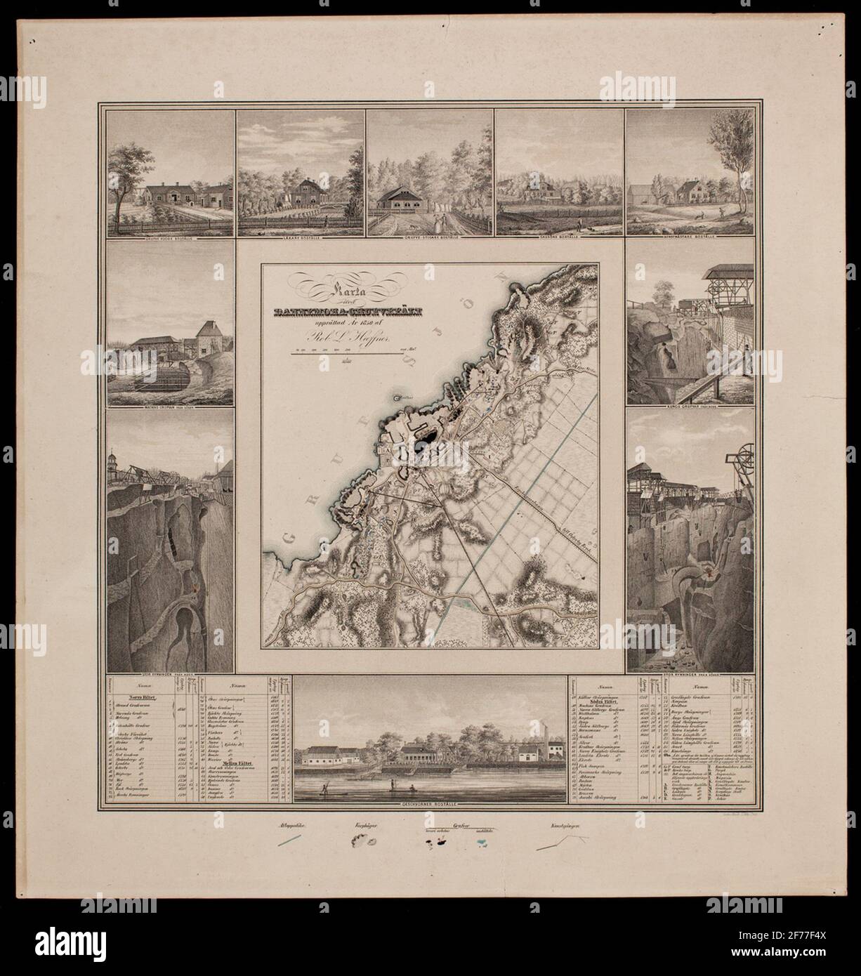 Map designs of Dannemora mining fields (Dannemora Grufv field) and its