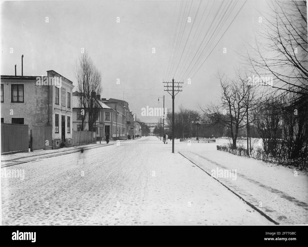 View from street in Växjö at the end of the 1890s. Stock Photo