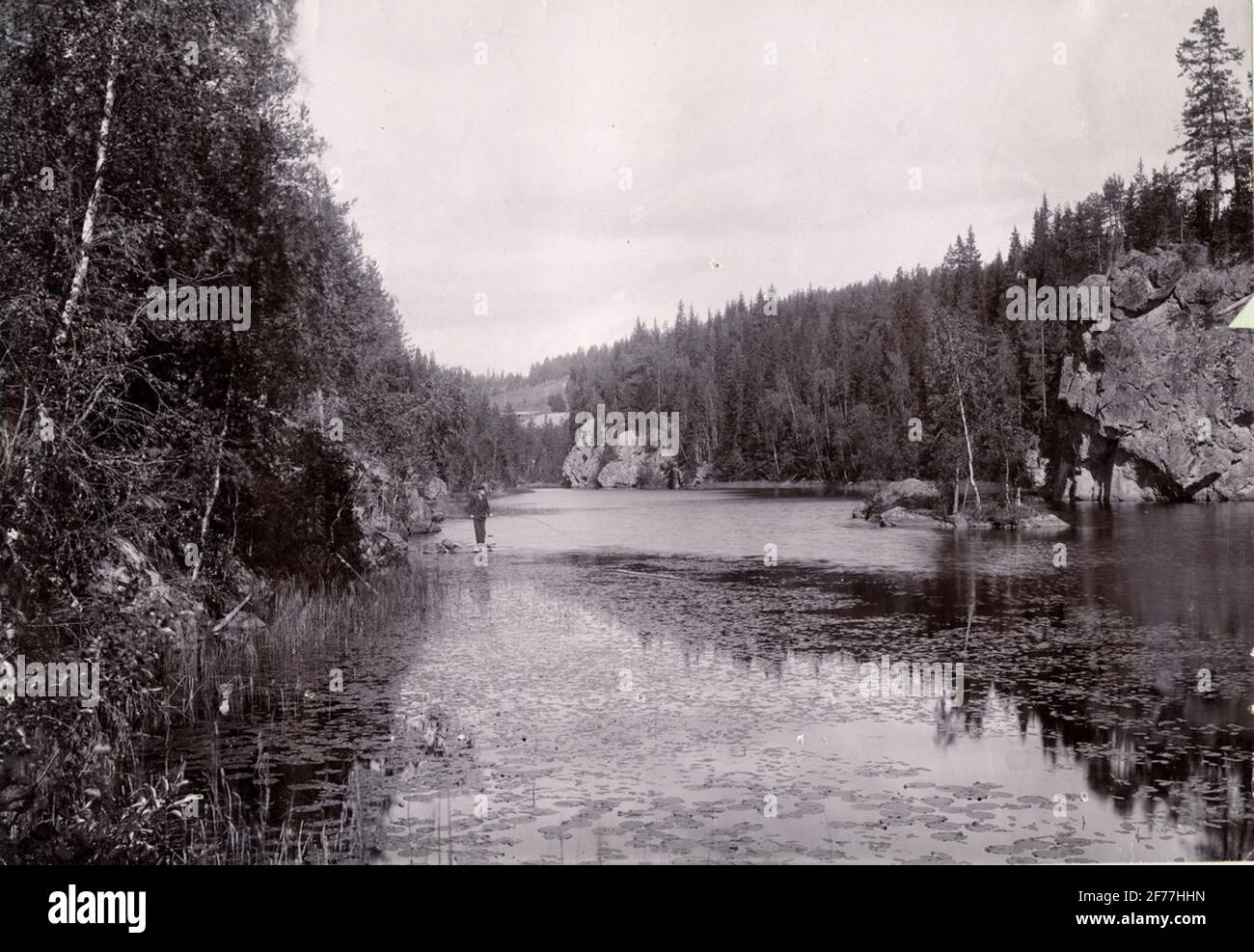 Fishing at the dead case, Indalsälven, Ragunda parish, 1899. Stock Photo