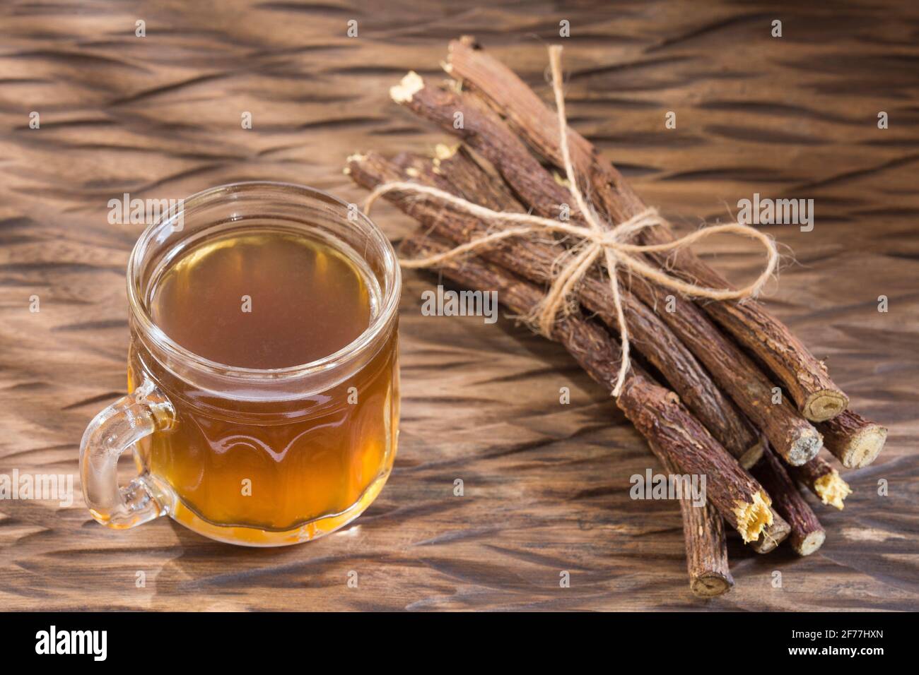 Licorice cup of tea Glycyrrhiza glabra. Licorice root has medicinal