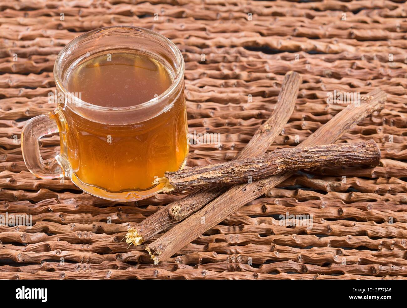Licorice cup of tea Glycyrrhiza glabra. Licorice root has medicinal