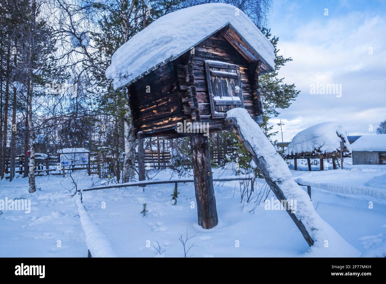 Sweden, Lapland, Jukkasjärvi, Sami museum, traditional habitat Stock