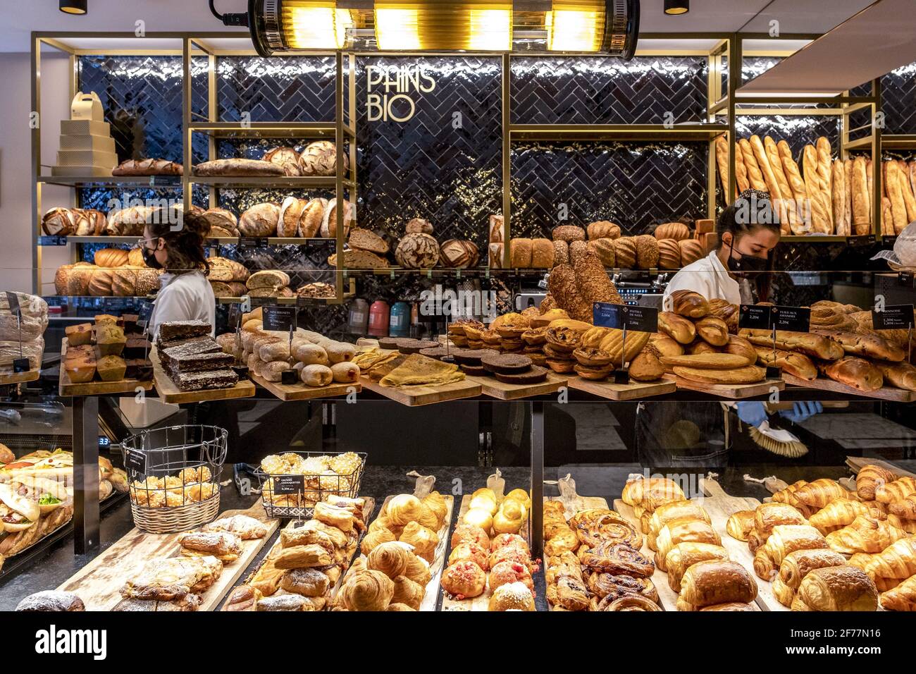 France, Paris, Bakery House Marques, pastries and breads Stock Photo
