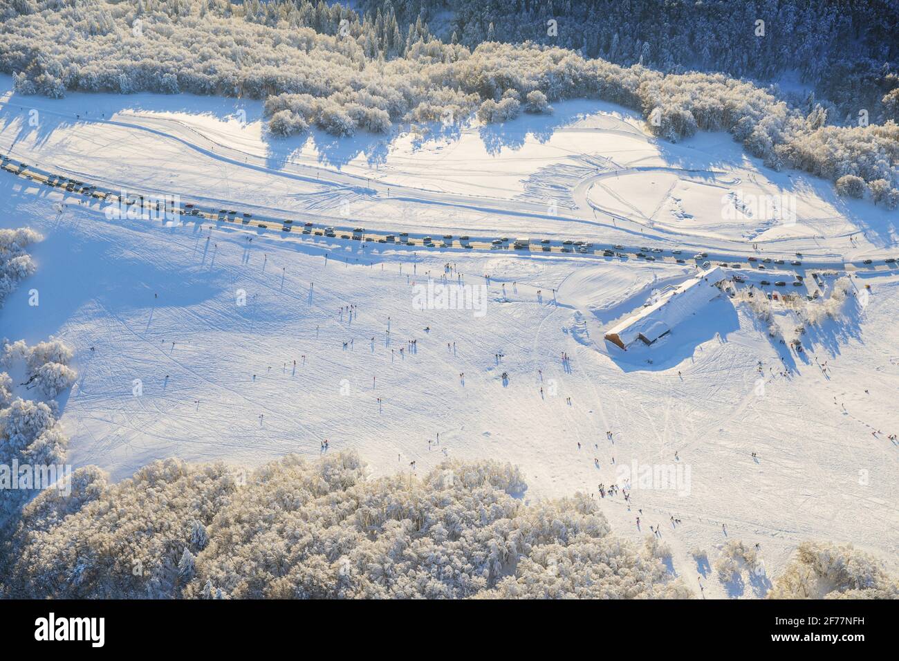 France, Territoire de Belfort, Ballon d'Alsace, summit (1241 m), snow ...