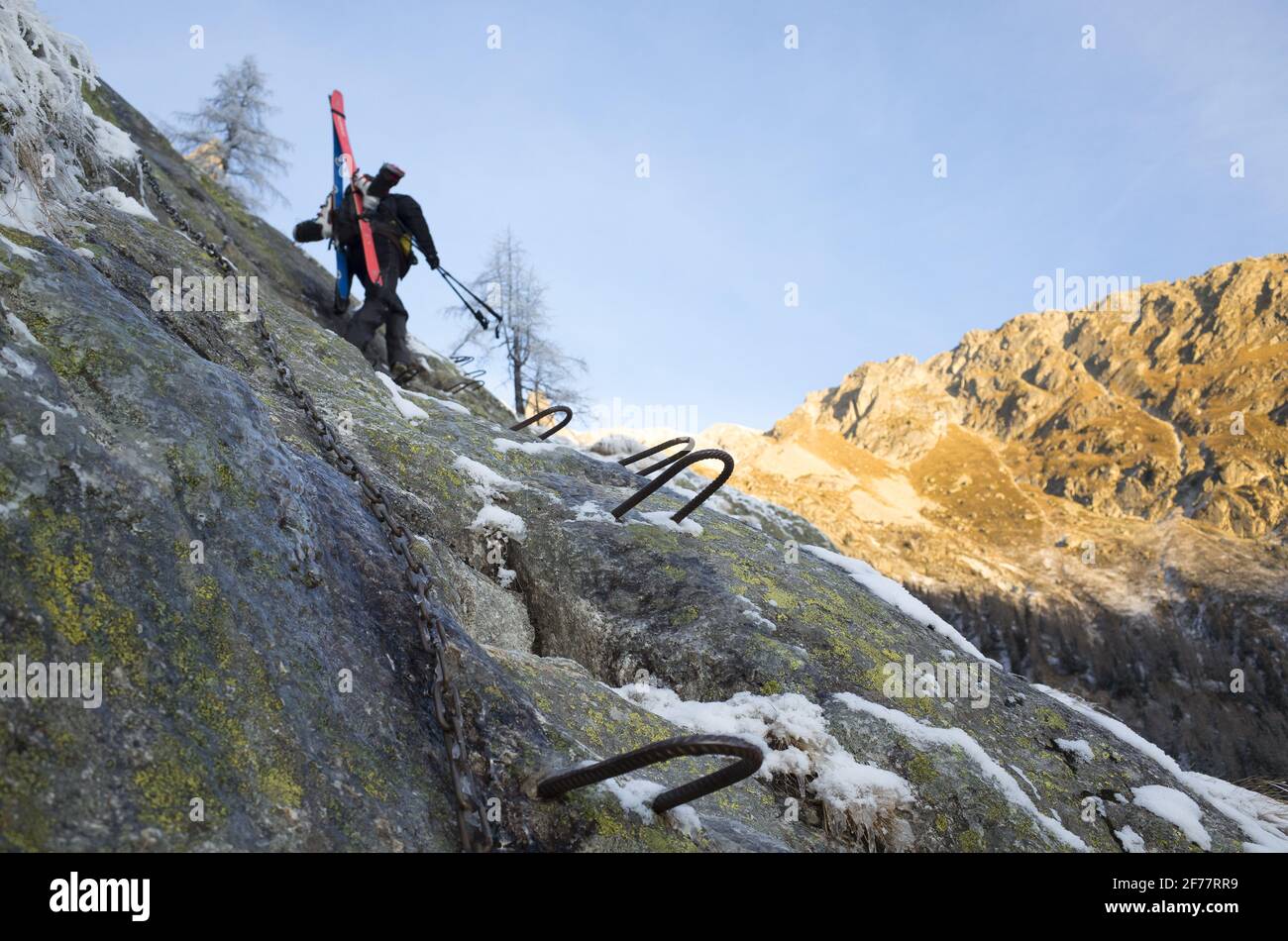 Switzerland, Wallis, Mont Blanc range, approach to Saleina hut on a via