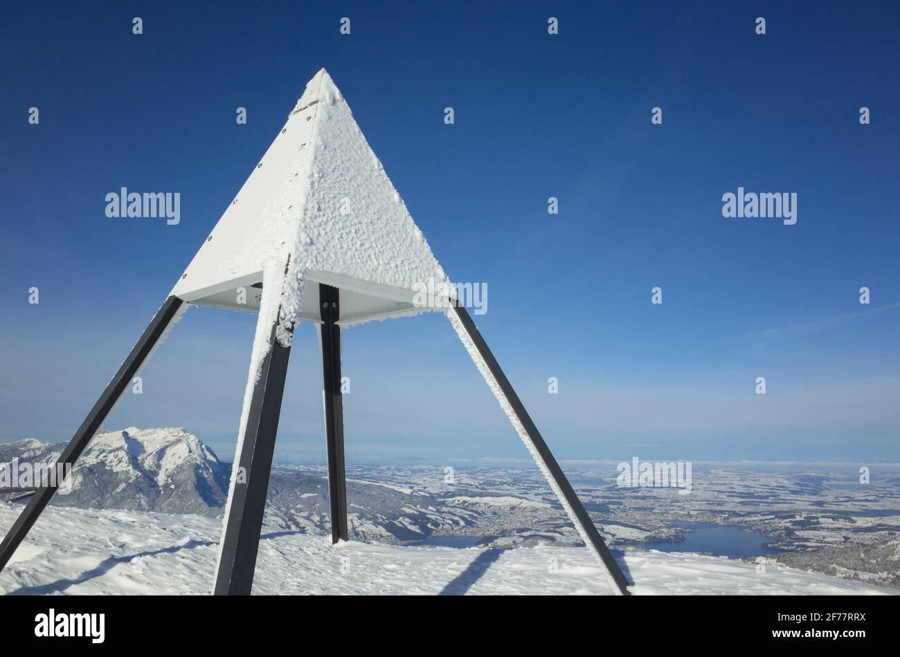 Switzerland, Lucerne, Vierwaldstaettersee, ski mountaineering to Buochserhorn Stock Photo