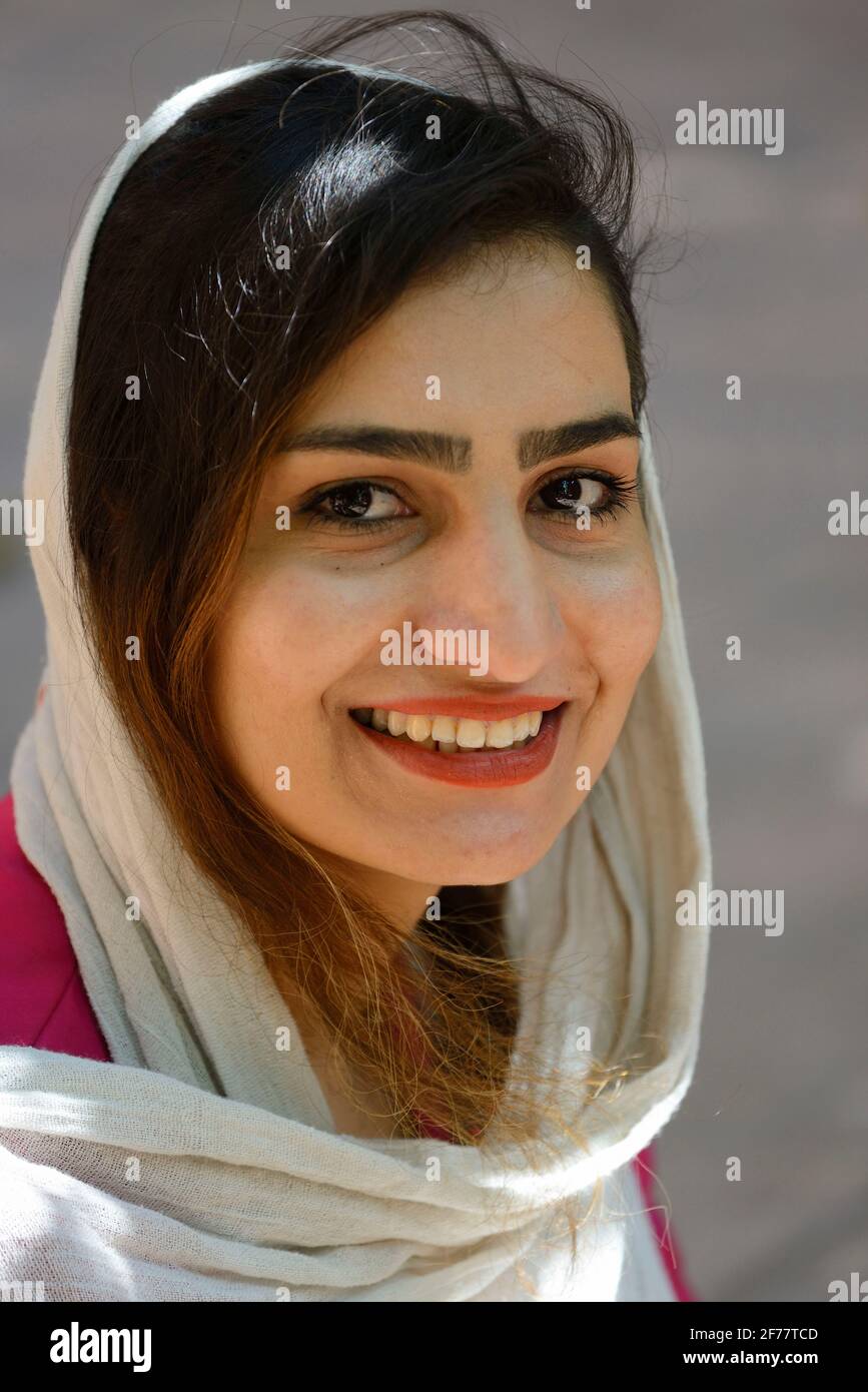 Iran, Isfahan province, Abyaneh, Young woman Stock Photo - Alamy