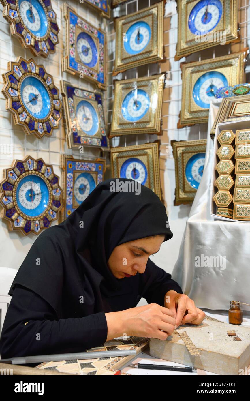 Iran, Fars province, Shiraz, Marquetry work Stock Photo