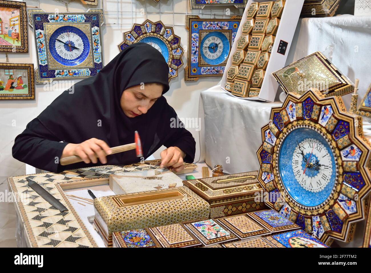 Iran, Fars province, Shiraz, Marquetry work Stock Photo