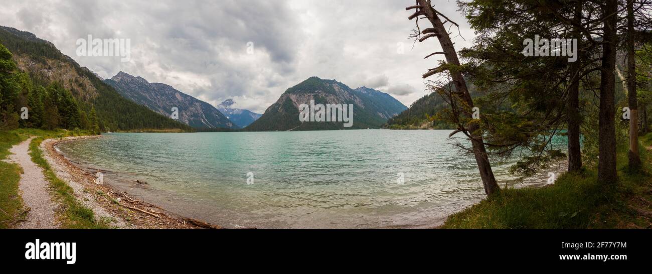Panorama of famous lake Plansee in Tyrol, Austria in summertime Stock ...