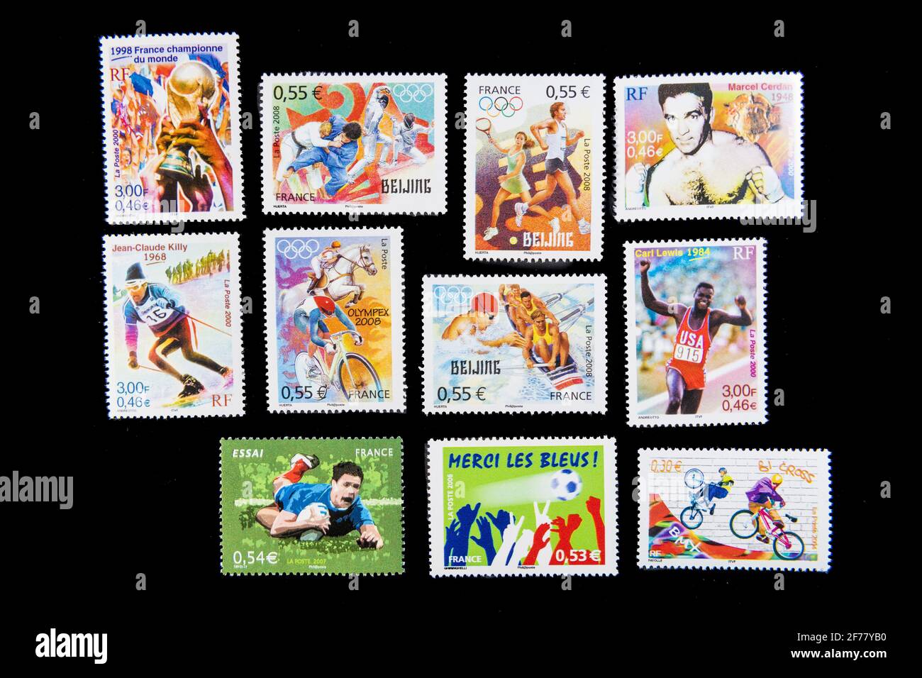 France, Paris, stamps, sports Stock Photo