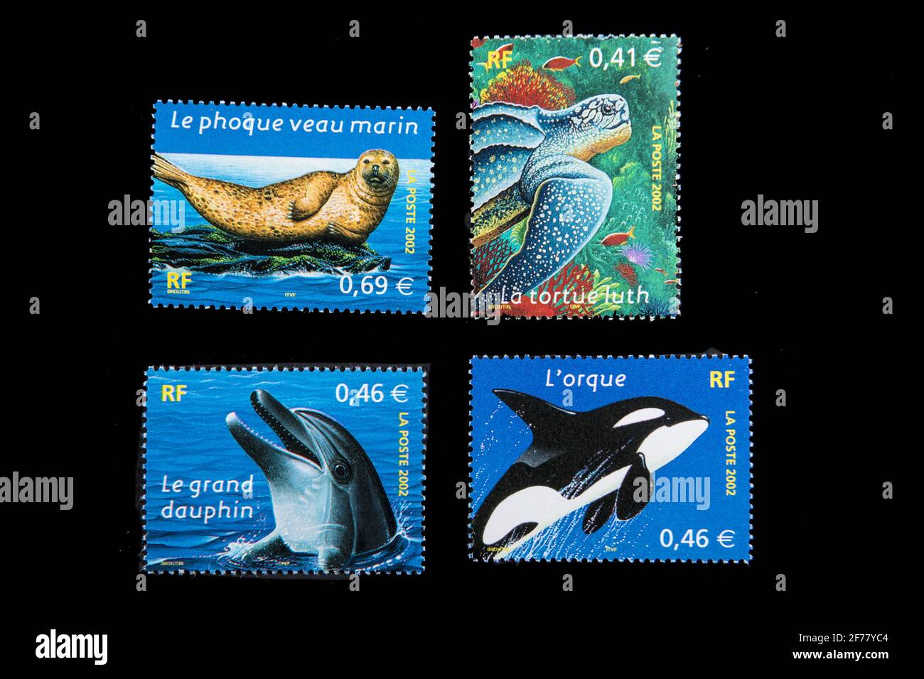 France, Paris, stamps, marine fauna Stock Photo