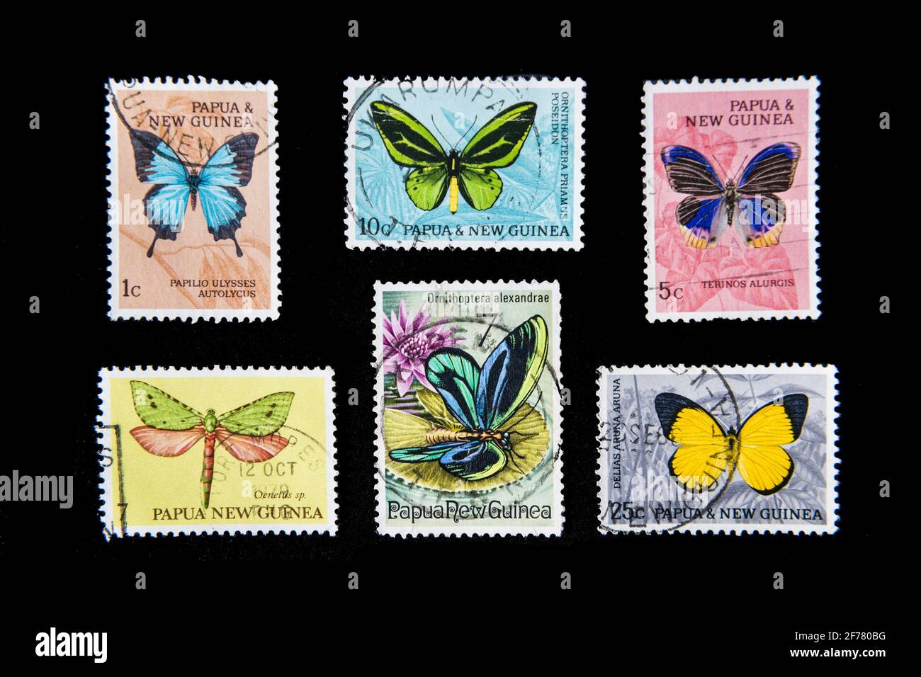 Papua New Guinea, Port Moresby, stamps, butterfly Stock Photo