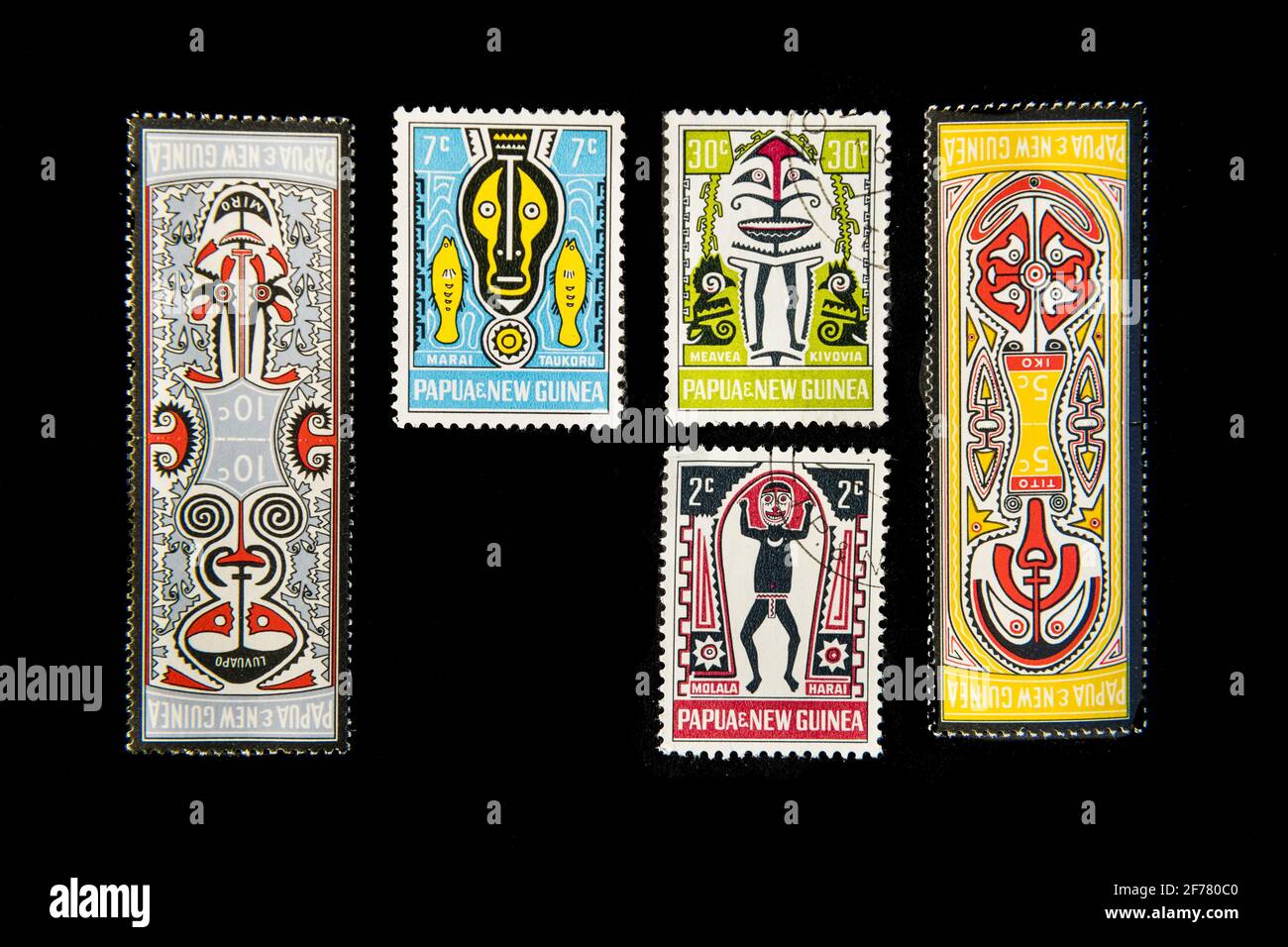 Papua New Guinea, Port Moresby, stamps, masks Stock Photo