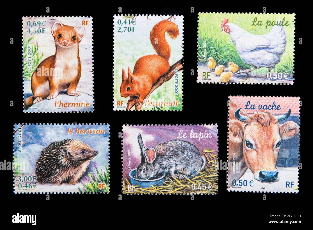 France, Paris, stamps, animals Stock Photo