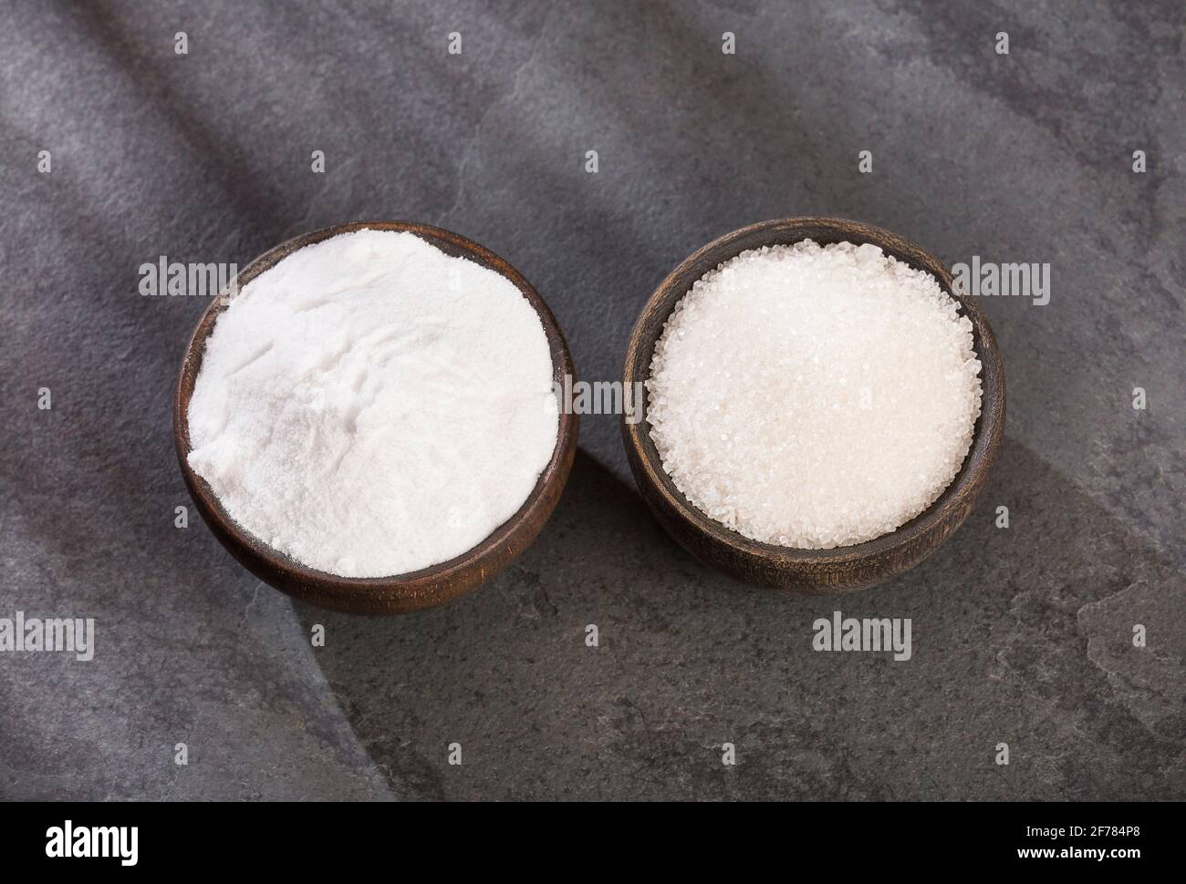 Refined sugar Stevia powder. Stevia rebaudiana Substitute of sugar
