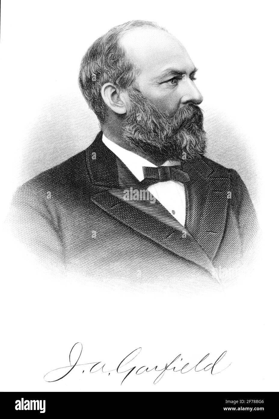 1870s 1880s PRESIDENT JAMES GARFIELD 20TH PRESIDENT OF UNITED STATES ASSASSINATED SHOT BY GUITEAU JULY 2 AND DIED SEPTEMBER 19  - q49016 CPC001 HARS POLITICS PRESIDENTS CONCEPTUAL 1870s 1880s GARFIELD STYLISH CHARLES GUITEAU GUITEAU JULY 2 19 20TH ASSASSIN BEARDS DIED JAMES GARFIELD SEPTEMBER 19 1881 BLACK AND WHITE CAUCASIAN ETHNICITY JAMES OLD FASHIONED SEPTEMBER Stock Photo