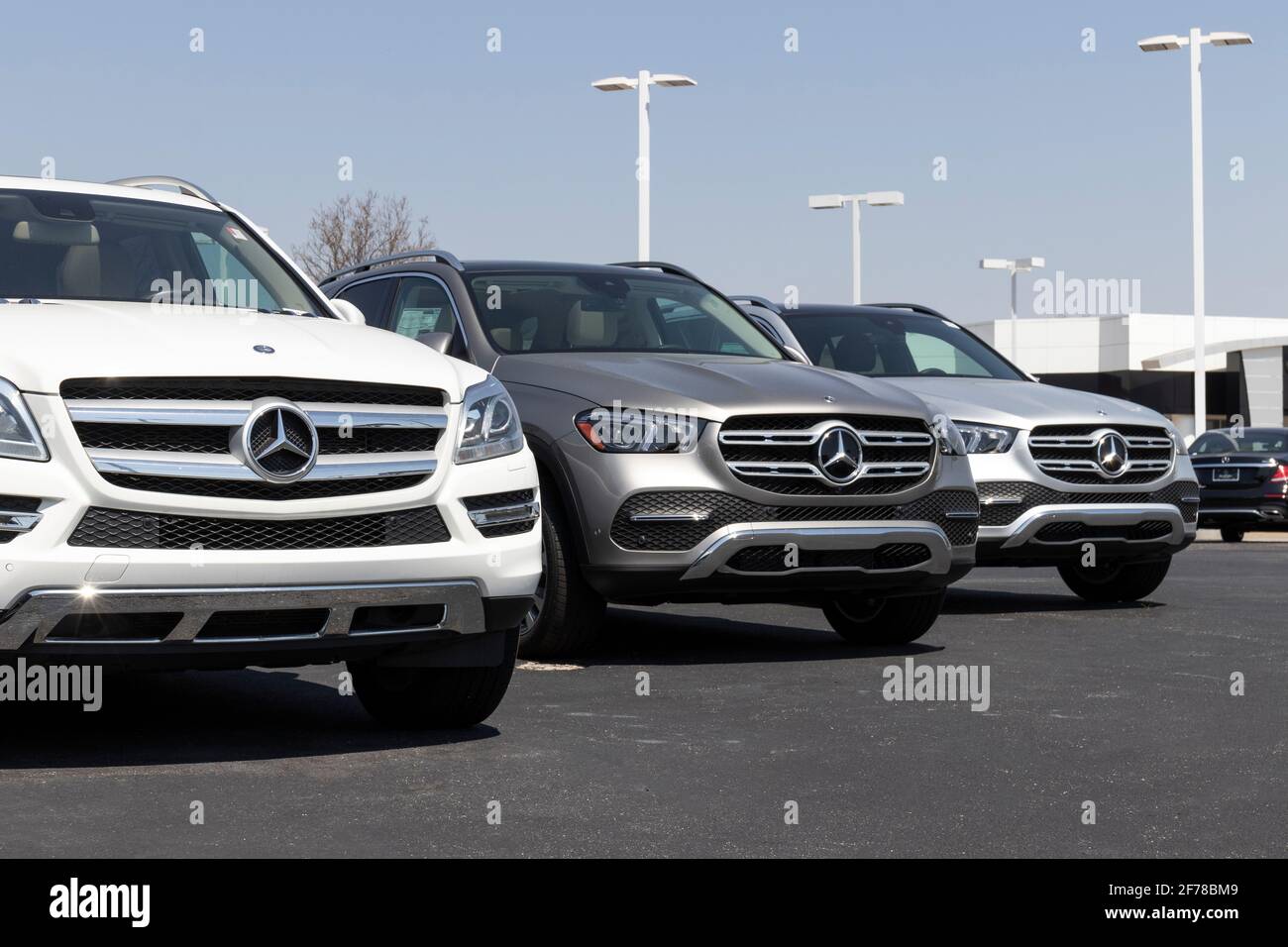Lafayette - Circa April 2021: Mercedes-Benz Dealership. Mercedes-Benz is a global automobile manufacturer and a division of Daimler AG. Stock Photo