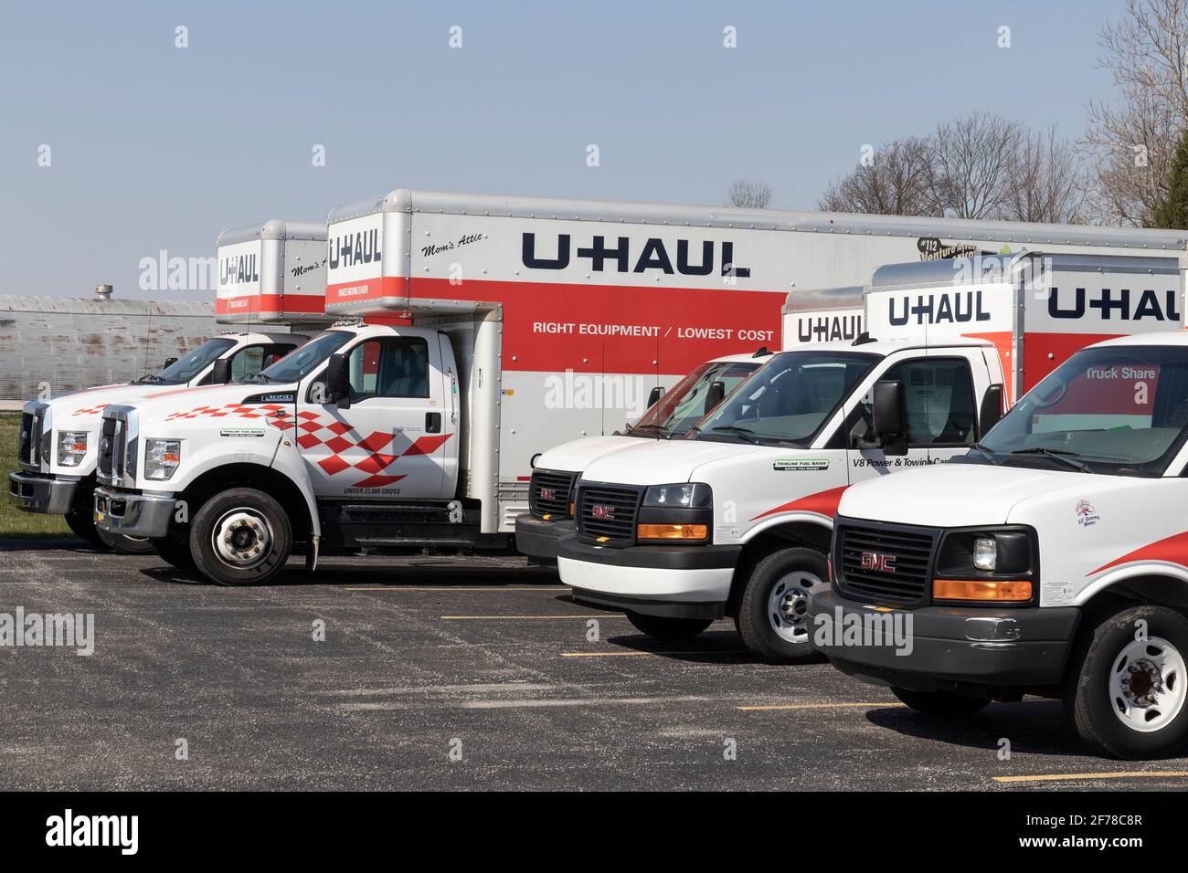 Delphi - Circa April 2021: U-Haul Moving Truck Rental Location. U-Haul offers moving and storage solutions. Stock Photo