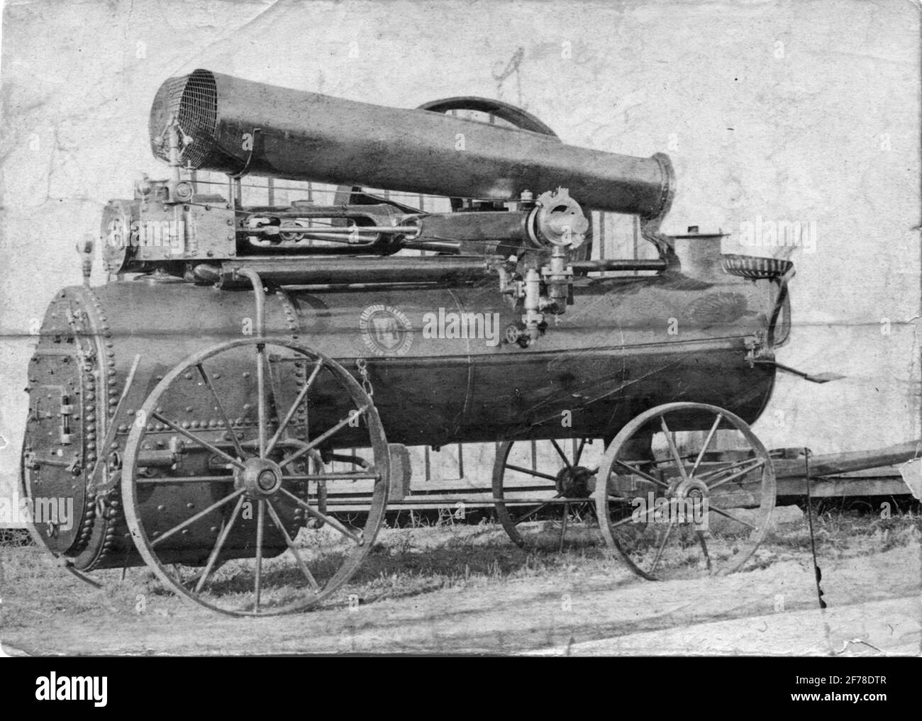 Karlstad's mechanical workshop, Karlstad. Steam comobile from 1875, no. 14. The photograph has belonged to the engineer Erik Gustaf person Wern (b. 1855) which was the draftsman and designer at the workshop between 1872-1880. Stock Photo
