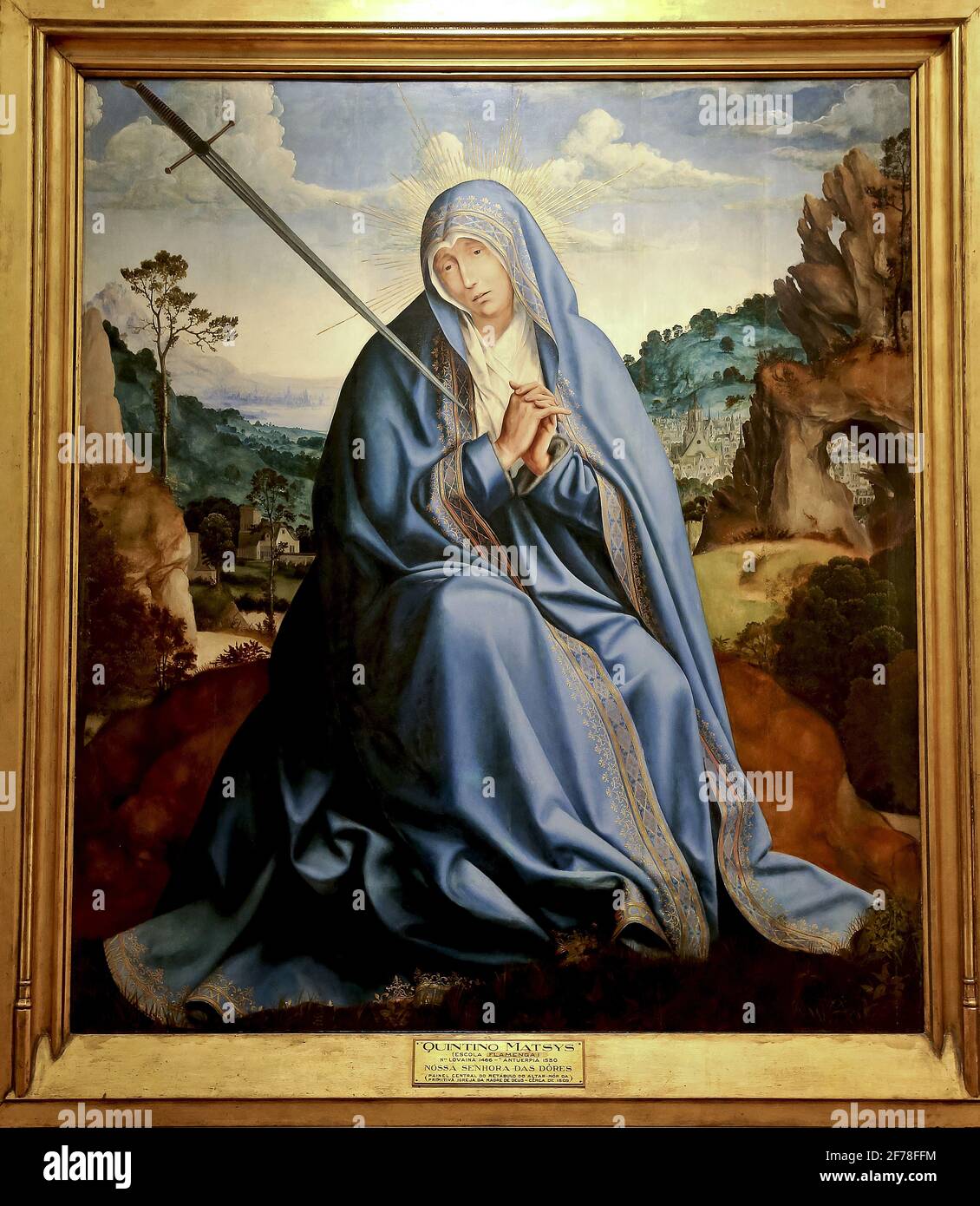 Virgin of the Sorrows. Painted by Qentin Matsys or by his workshop. C. 1510. Oil on oak panel. National Museum of Ancient Art. Lisbon. Stock Photo