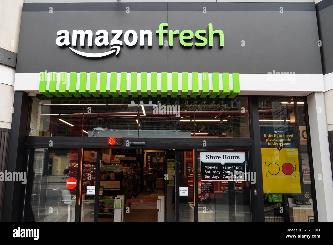 Amazon Fresh tillless grocery store in Ealing, London, England, United Kingdom, UK Stock Photo