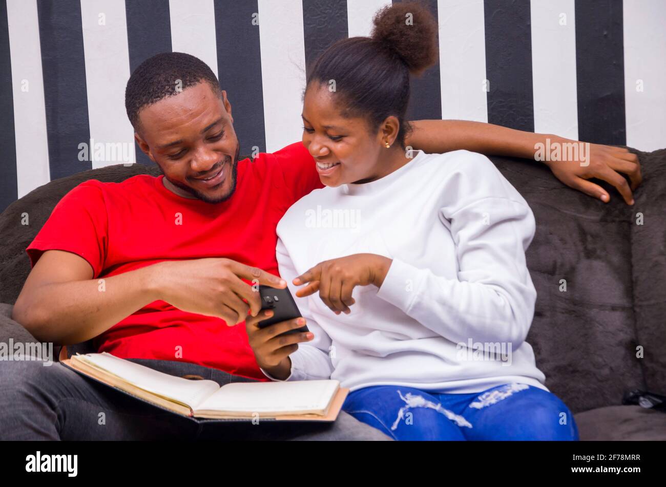 two african student studying their books Stock Photo