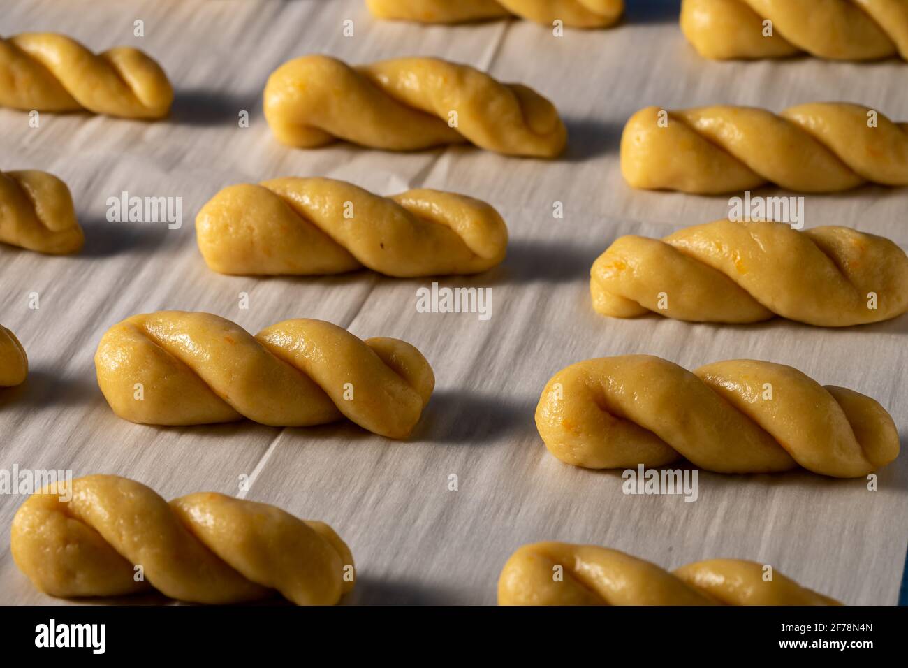 Ready to bake Greek Easter cookies. Stock Photo